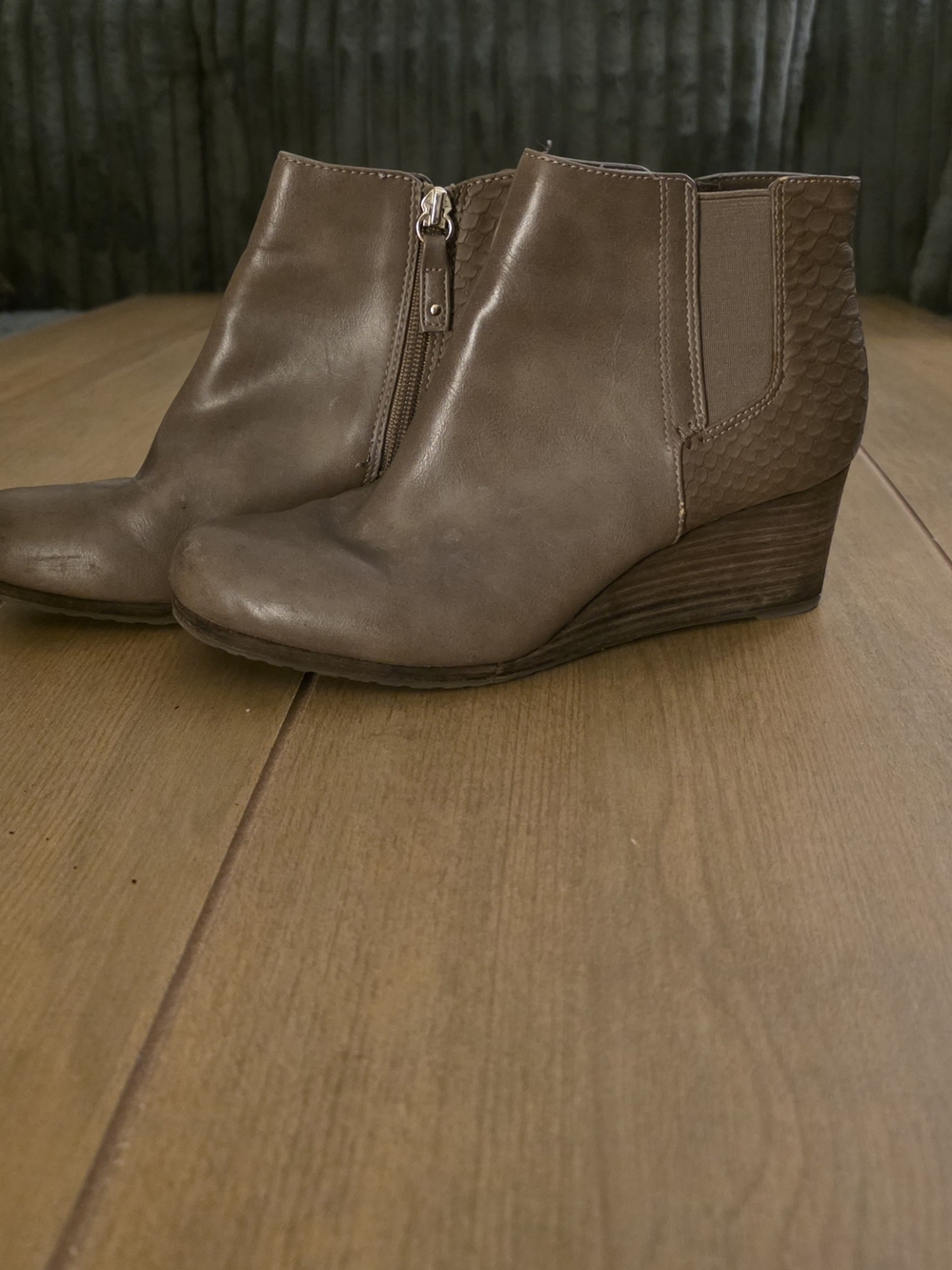 Dr. Scholl's Taupe Wedge Ankle Booties